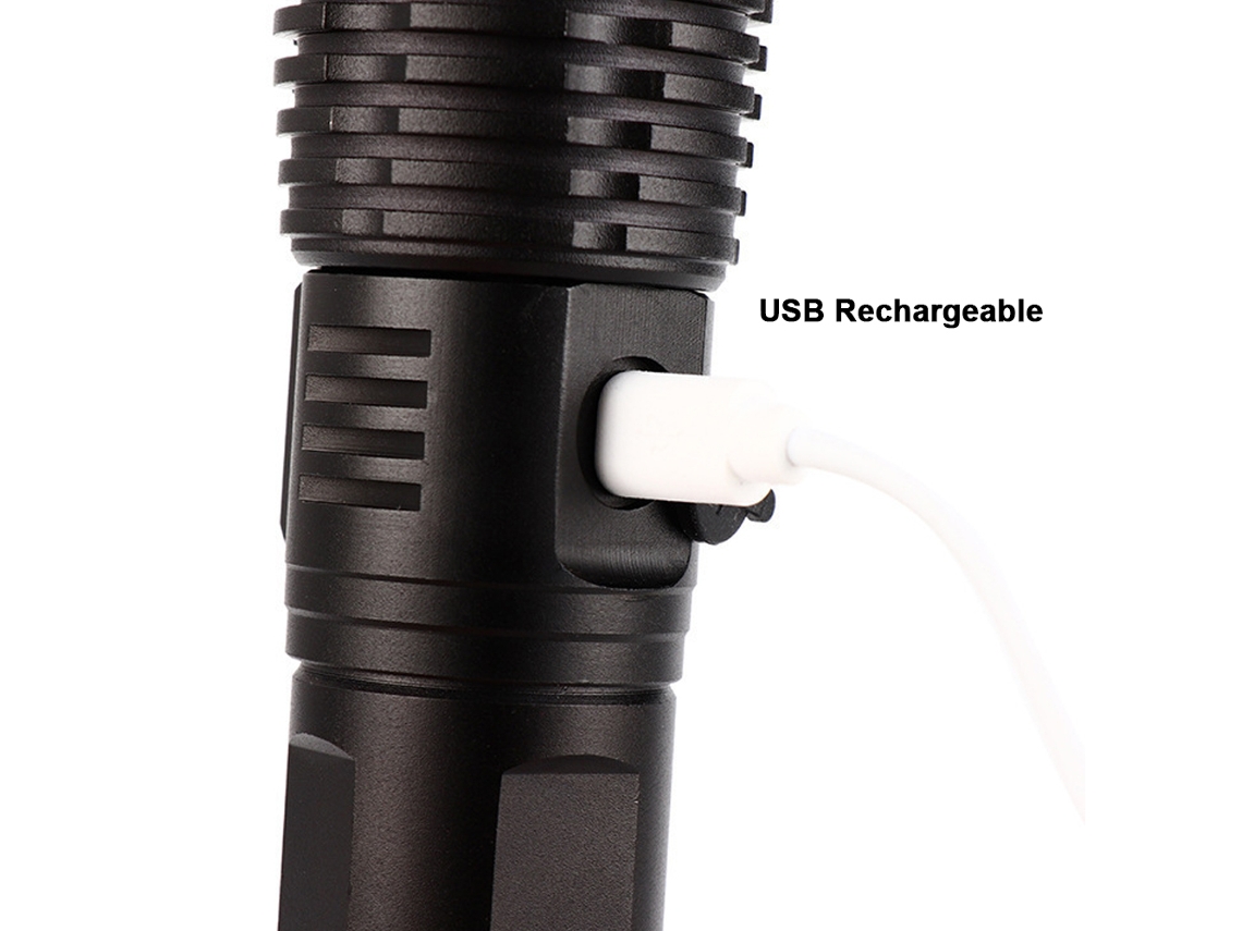 Linterna Portátil Recargable Por Usb P50 Con Enfoque Ajustable Y Alto Brillo Para Acampar, Pescar Y Usar Al Aire Libre.