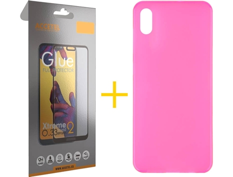 Kit Funda + Protector de Pantalla Huawei Y5 2019 ACCETEL Liso Rosa