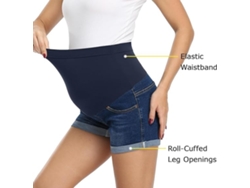Pantalones Cortos Premamá Para Mujer, Corte Ajustado Y Efecto Lifting De Cadera, De Mezclilla Azul, Talla L Panoona
