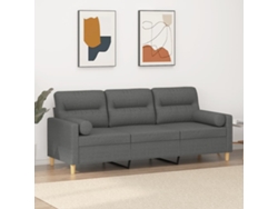 Sofá De 3 Plazas Con Cojines Tela Gris Oscuro 180 Cm