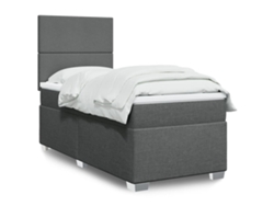 Cama Box Spring Con Colchón Tela Gris Oscuro 80x200 Cm