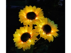 Pack 1 Lámparas Solares Girasol Exterior 3 Girasoles Impermeables Decoración Jardín