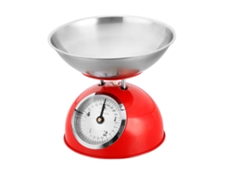 Báscula De Cocina Retro Klack Analógica 5kg Con Bol De Acero Inoxidable Estilo Vintage - Rojo