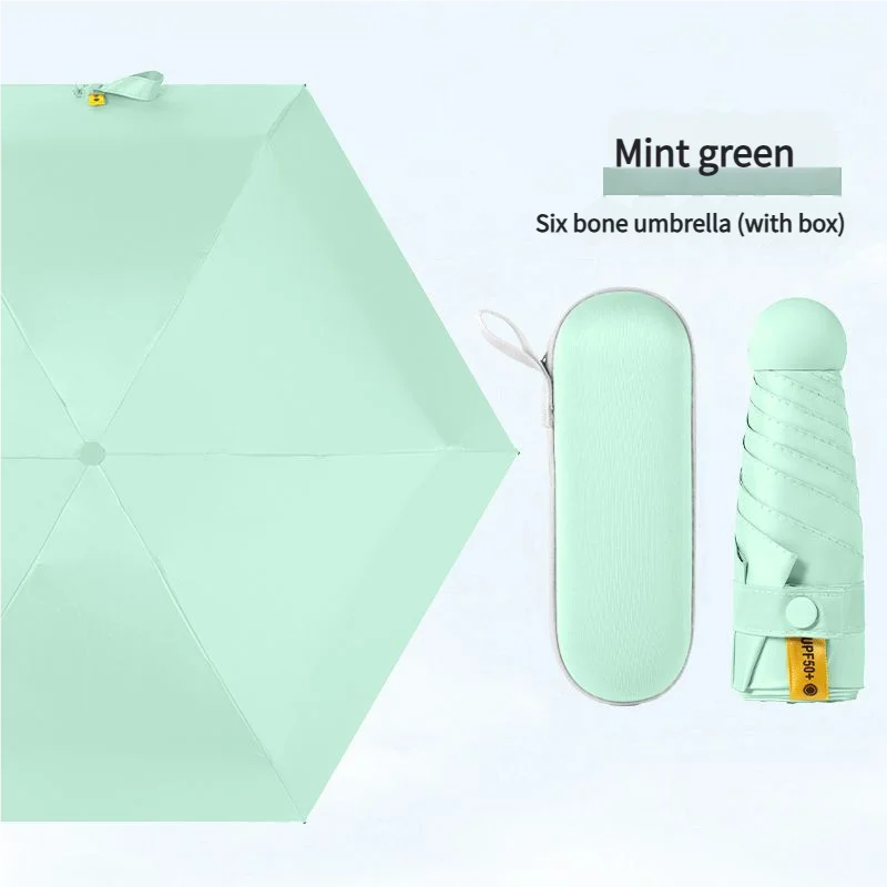 Paraguas De Mujer (verde Menta), Protección Uv, Apto Para Sol Y Lluvia, Paraguas De Bolsillo.