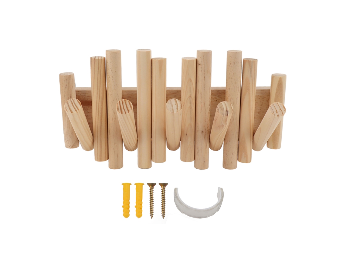 Perchero De Madera Para Abrigos Y Sombreros, De Pared, 5 Ganchos, Multifuncional, Para Entrada O Dormitorio.