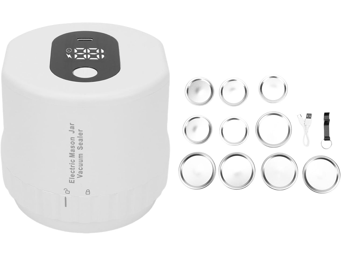 Kit de selladora al vacío eléctrica para frascos de conservas, portátil e inalámbrica, con batería de 1200 mAh.