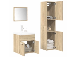 Juego de muebles de baño de 4 piezas Derivatives Oak Wood Sonoma Wsd23846 Lovely Home