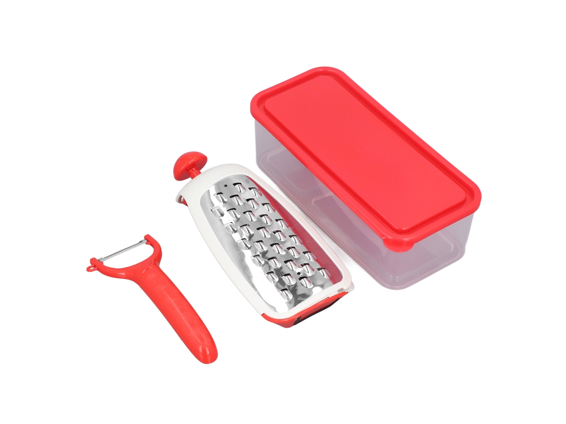 Juego de cubiertos multifuncionales de acero inoxidable, portátiles, ligeros y fáciles de usar, para cortar y rebanar verduras, rojo, otros