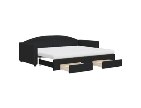 VIDAXL Sofá cama nido con cajones tela negro 90x200 cm
