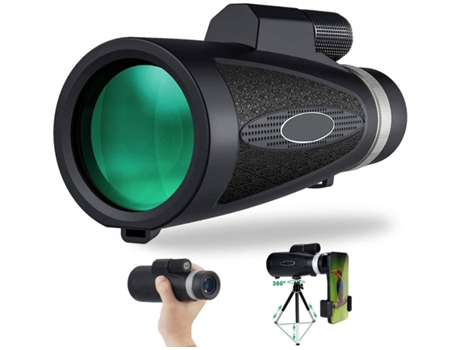 Telescopio Monocular ENZONS 12X50 Ipx7 Impermeable Visión Nocturna Baja con Prisma Bak4 Campo de Visión de 360 Pies / 1000Yd-Negro