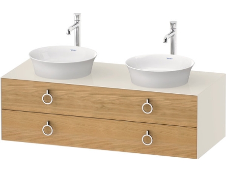 DURAVIT Tulip blanco, mueble de baño colgado en la pared, ancho 1300 x profundidad 550mm, con 2 cajones, con tirador, WT4993B