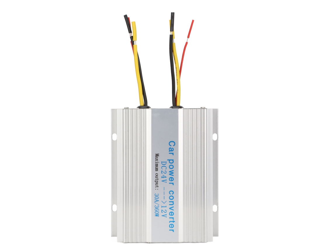 Inversor De Energia Para Carro 30a/360w Com Casca De Liga De Alumínio Dc24v Para 12v Com Proteções Múltiplas E Sistema Lcd