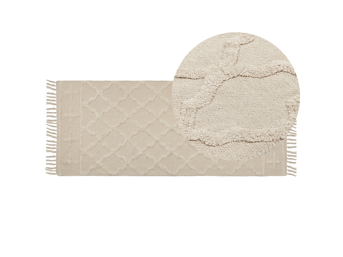 Alfombra BELIANI Tozlu de Algodón Beige 80x230