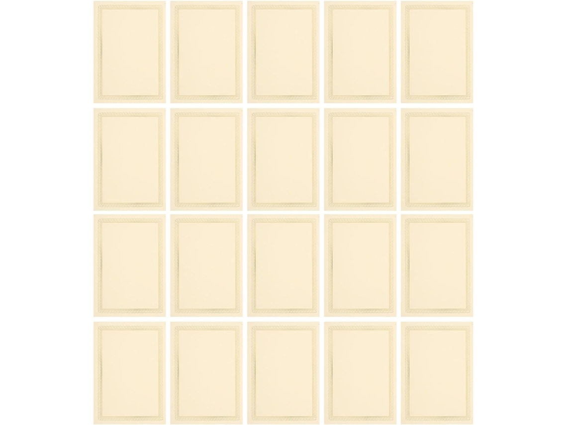 Paquete de 20 hojas de papel para certificado de graduación (29,9 x 21 cm), borde dorado.