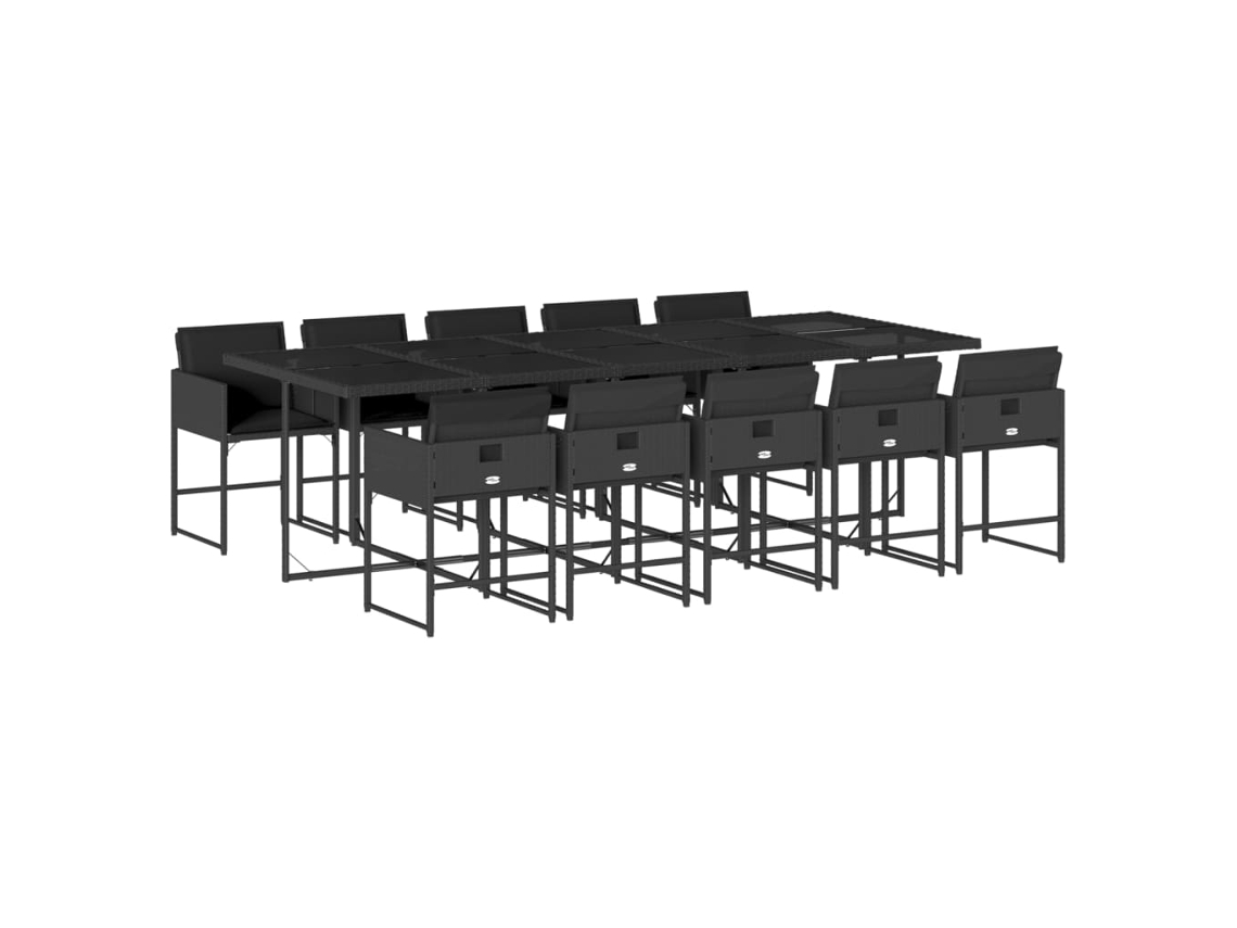 Maison Exclusive - Set De Comedor Jardín 11 Pzas Con Cojines Ratán Sintético Negro