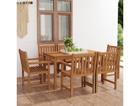 Conjunto 7 Conjunto de comedor de jardín VIDAXL madera maciza de teca