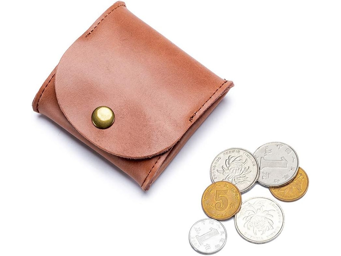 Monedero De Cuero Pu Con Cremallera - Bolsa Pequeña Y Compacta - Rosa Pastel