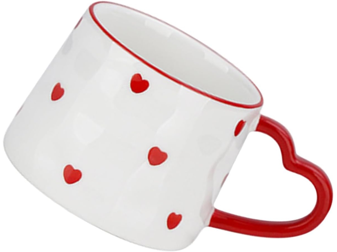 Taza De Café De Cerámica Con Forma De Corazón, Taza De Capuchino De 350 Ml