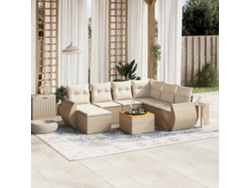 Conjunto de sofá de jardín con cojines, mimbre beige PE Dkd Home Decor