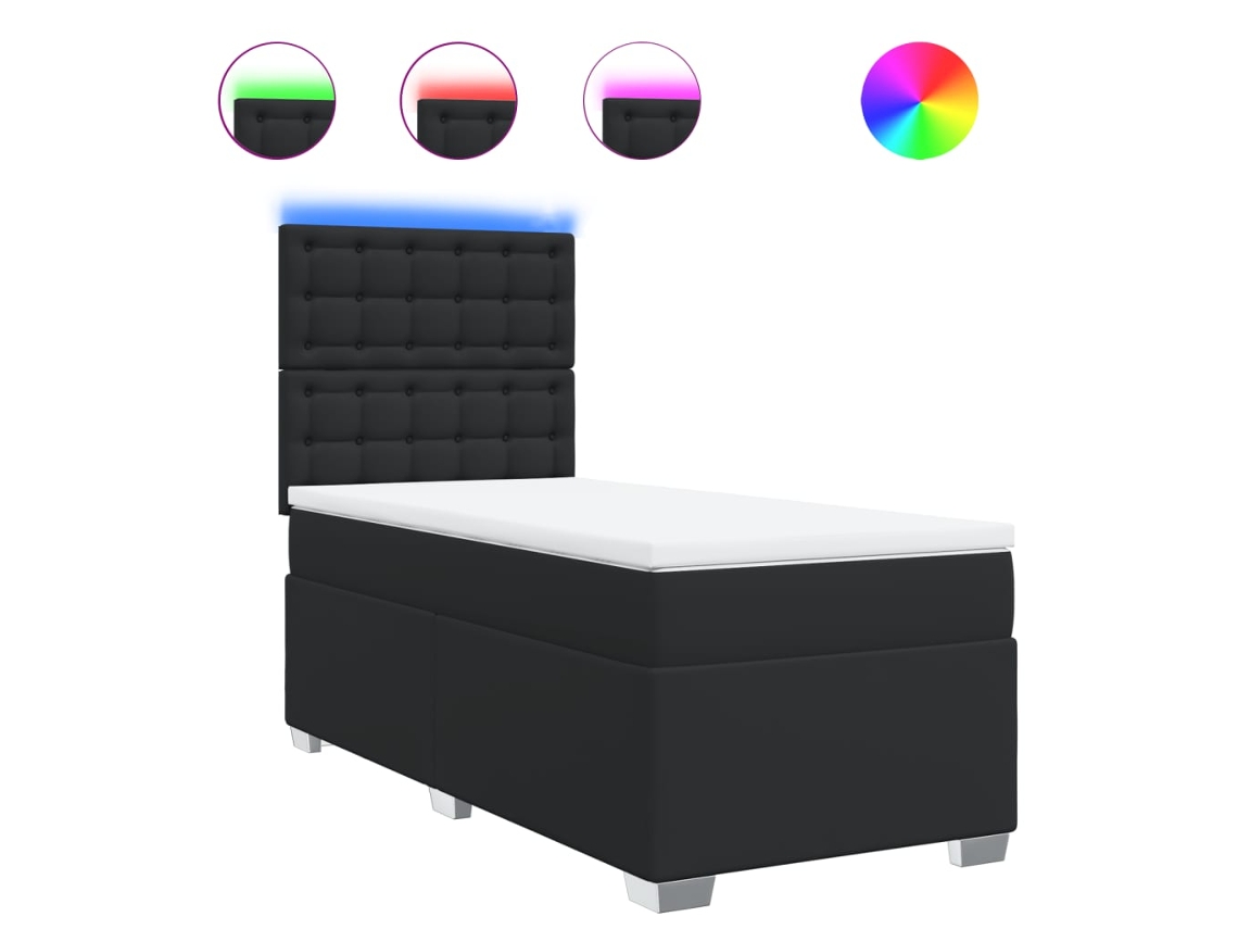 Maison Exclusive - Cama Box Spring Con Colchón Cuero Sintético Negro 80x200 Cm