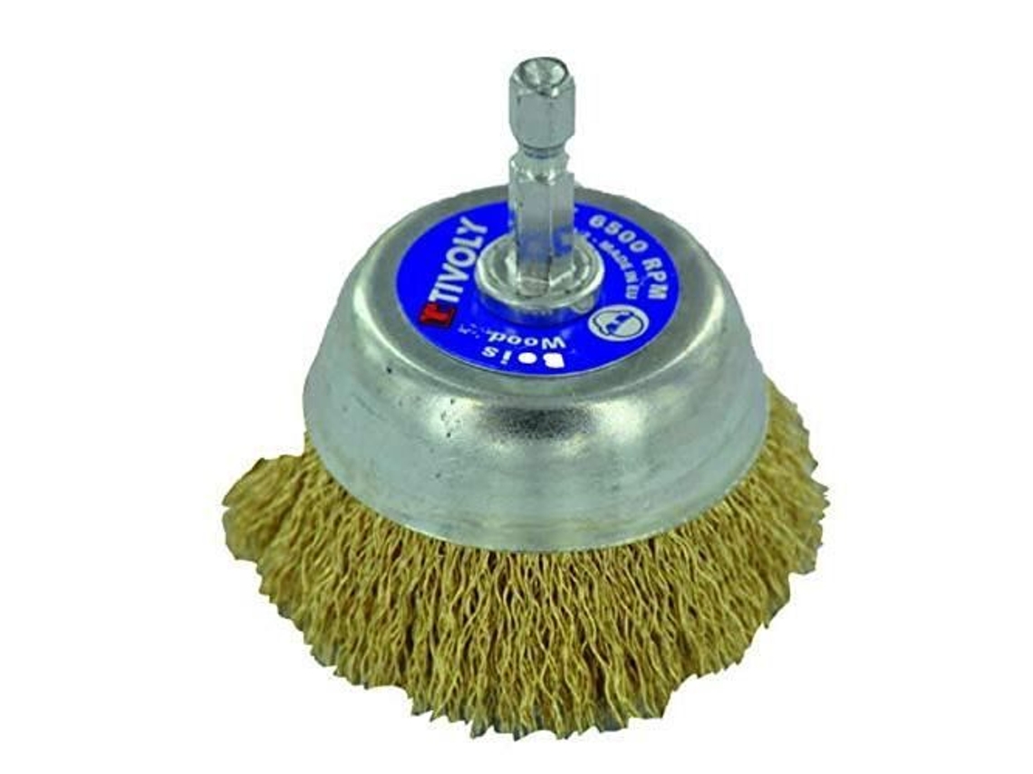 Cepillo de corte técnico, alambre de acero chapado en latón, pelado de madera, latón, cobre 75 para taladro TIVOLY