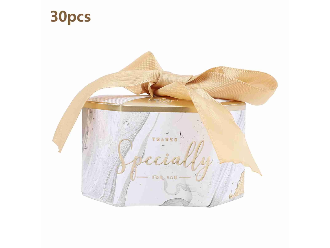 30 Cajas De Regalo De Caramelos Envueltas En Papel Con Cinta Para Fiesta De Bodas (doradas)