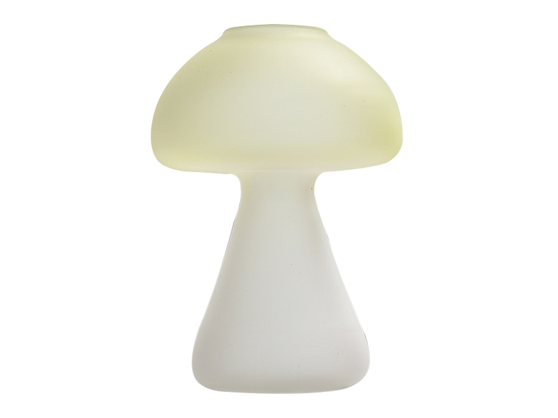 Jarrón Hongo Amarillo Claro, Cristal Transparente, Decorativo con Hielo.