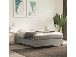 Cama Box Spring Con Colchón Terciopelo Gris Claro 140x200 Cm