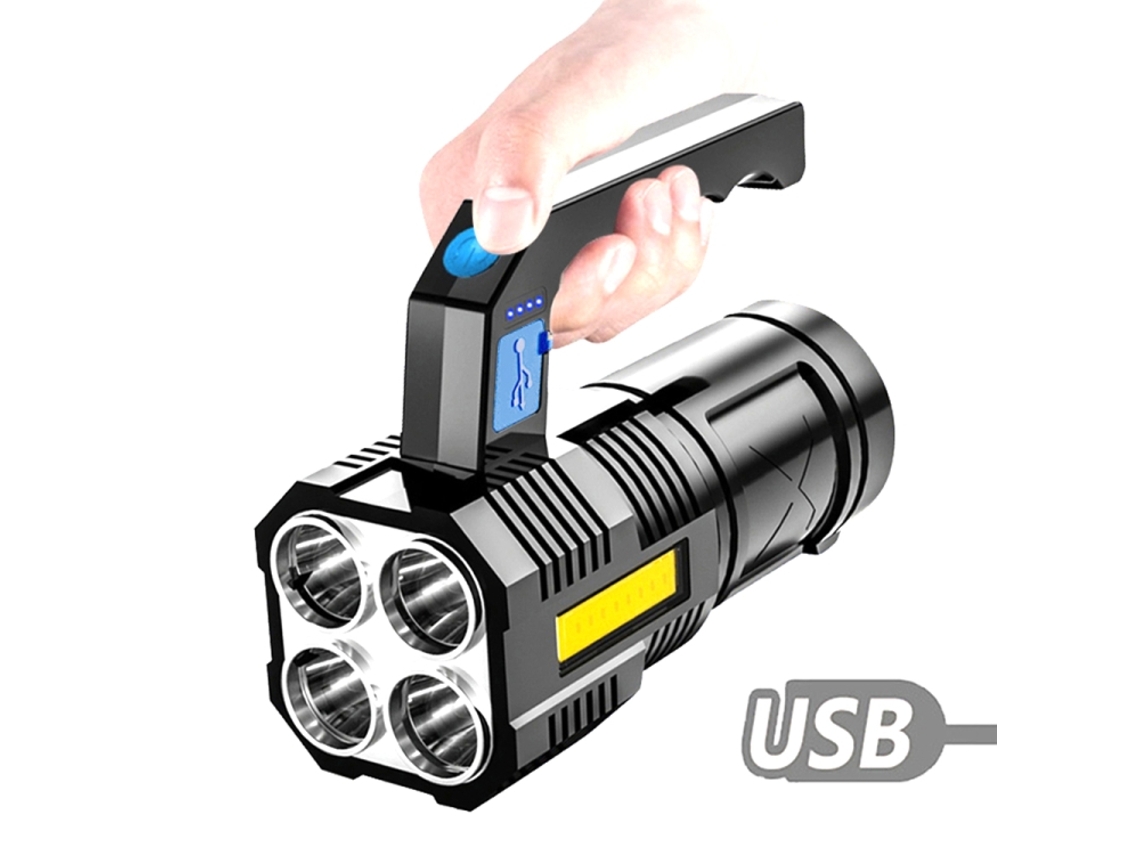 Linterna LED COB multifuncional de largo alcance, portátil y recargable