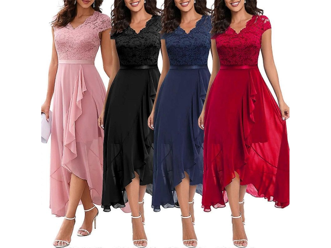 2026-vestidos De Noche Elegantes Para Boda, Fiesta, Prom Y Bridesmaid Con Encaje, Cuello V Y Detalles Asimétricos