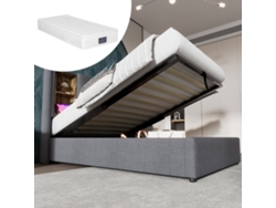 Cama Individual De 90x200 Cm Con Base De Listones De Madera Y Usb-c, Con Colchón.