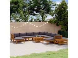 Conjunto de salón de jardín de 12 piezas con cojines de madera maciza de acacia, Dkd Home Decor