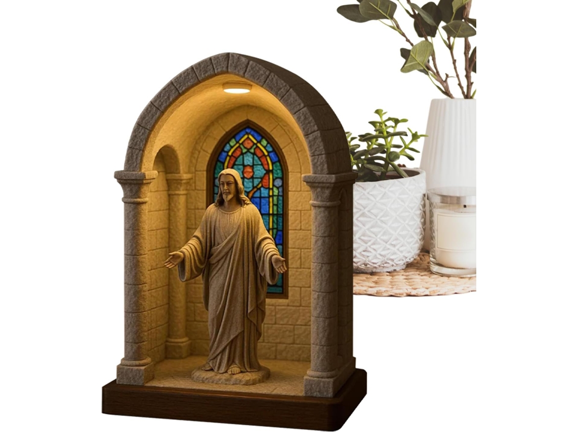 Lámpara De Mesa Led Divertida Y Divertida Con Luz Nocturna De La Virgen María - Luz De Devoción De Mesa Para