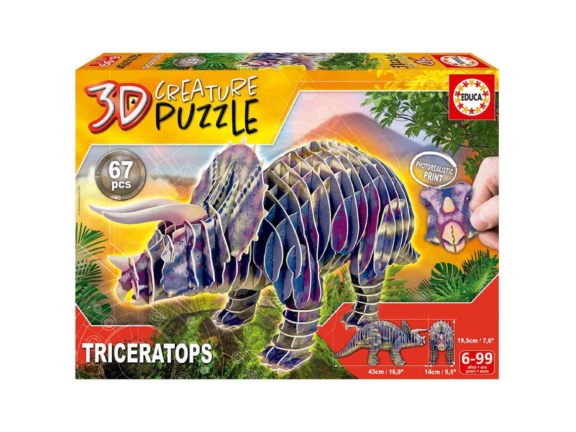 Puzzle 3D EDUCA BORRAS Triceratops Creature (Edad Minima: 6 - )