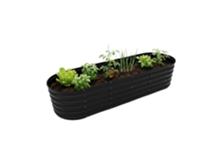 Canteiro Elevado Relaxdays, Metal Galvanizado, Para Flores, Plantas E Legumes, 45x200x60 Cm, Canteiro Meia-lua, Preto