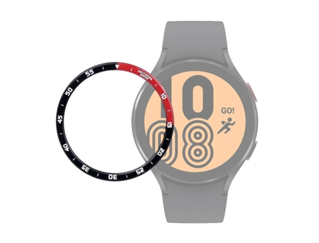 Reloj inteligente Samsung Galaxy Watch4 de 44 mm con anillo de tiempo y bisel de acero (negro rojo)