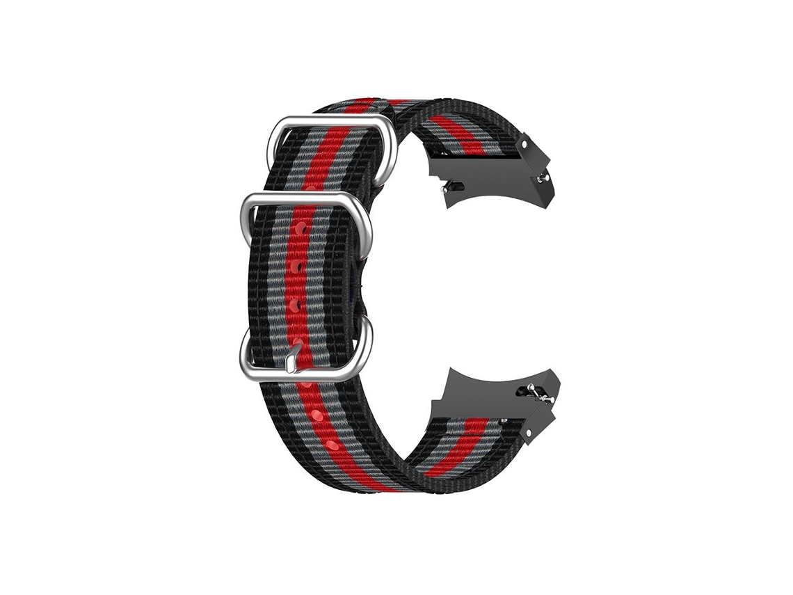 Correa De Lona Para Pantalla De Smartwatch Watch 4 De 40/44 Mm Y Classic De 46/42 Mm - Gris, Rojo Y Negro Con 5 Rayas