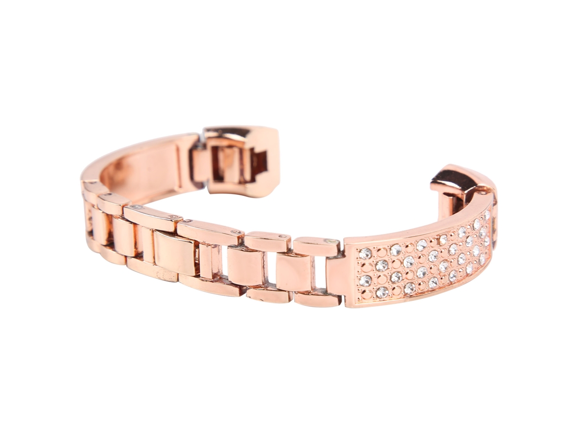 Pulsera de acero inoxidable con diamantes de imitación para mujer con correa decorativa para Fitbit