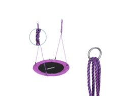 Columpio Relaxdays, columpio de exterior para niños y adultos, Ø 110 cm, hasta 100 kg, redondo, columpio de plato, morado