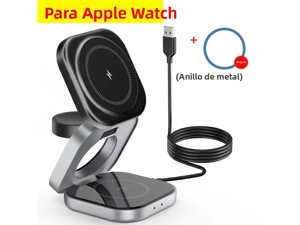 (negro 2) Base De Carga Inalámbrica Magnética Plegable De 30 W, Cable De Datos Tipo C