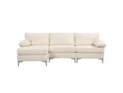 Sofá rinconera 4-5 plazas de terciopelo beige GALWAY CONCEPT U