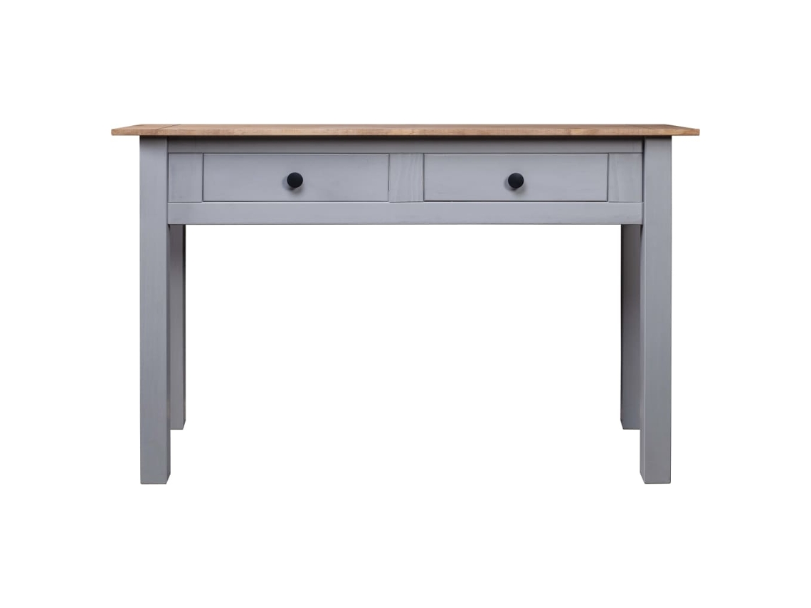 Mesa Consola Madera Maciza Pino Estilo Panamá Gris 110x40x72 Cm