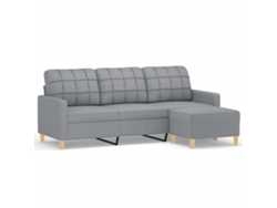 Maison Exclusive - Sofá De 3 Plazas Con Taburete De Tela Gris Claro 180 Cm