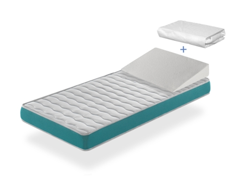 Pack colchon EKOZEN 70x140 Altura 11 cm + cuña elevadora 15º + sabana protectora 70x140 cm
