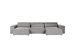Sofá Modular con Reposapiés Estofado de Estilo Minimalista Moderno BELIANI Hellnar de Poliéster Gris 364X176X70