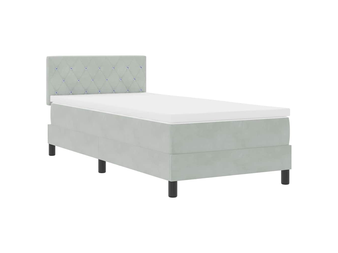 Maison Exclusive - Cama Box Spring Led Con Led Gris Claro 90 X 190 Cm Terciopelo