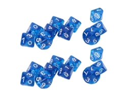 20 Dados Digitales Transparentes De 10 Caras Con Números Para Juegos De Mesa Y Aprendizaje De Matemáticas Para Niños - Azul