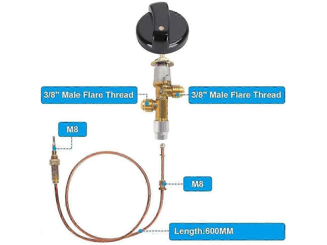 Kit válvula control fallo llama para chimenea gas. Repuesto termopar.
