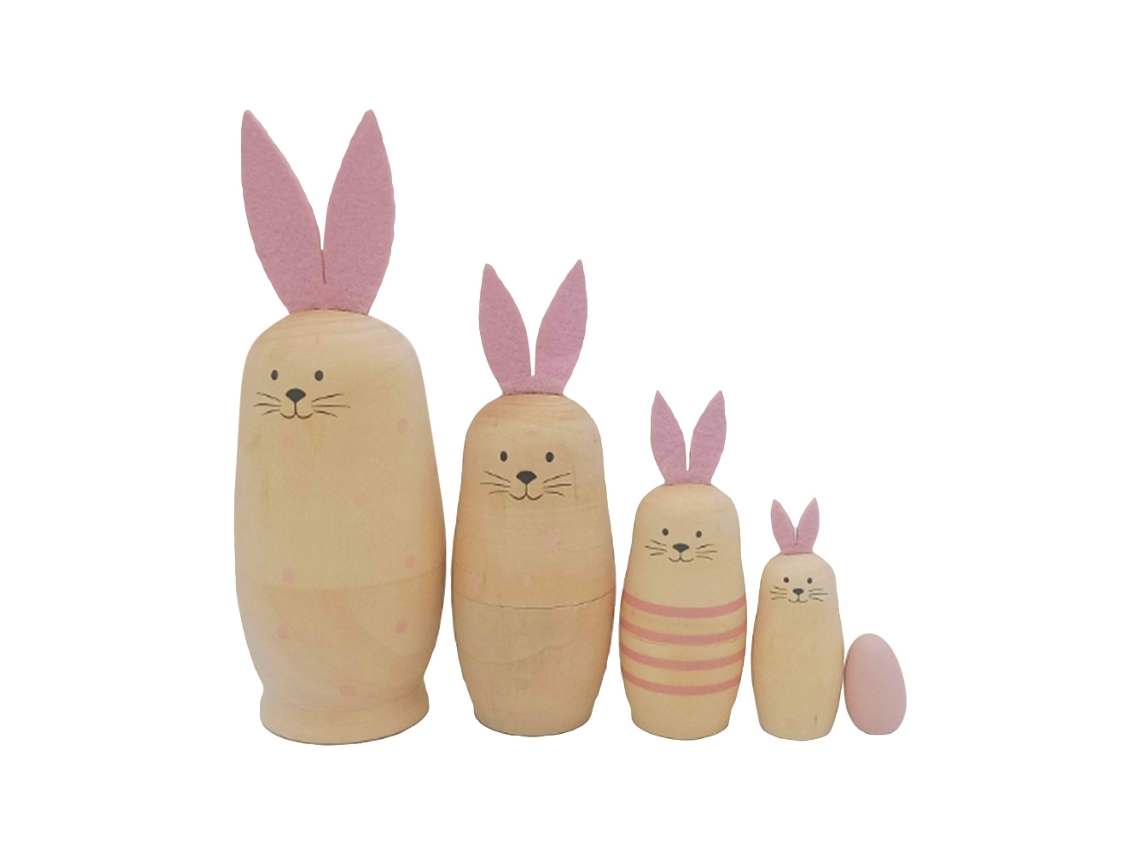 Muñecas rusas de conejos anidados, juguetes hechos a mano, regalo de Pascua.