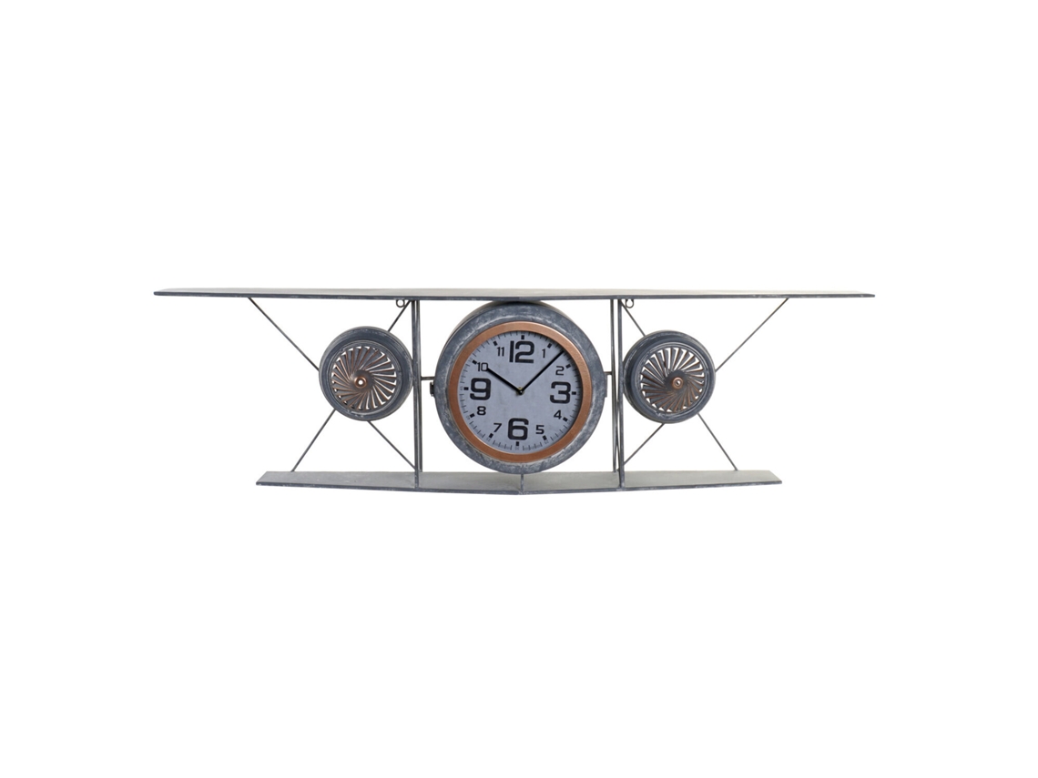 Reloj Pared Hierro Cristal Avion 120x21x33,5cm